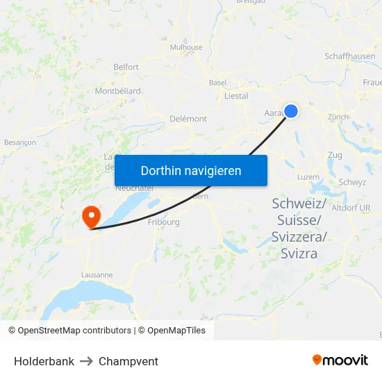 Holderbank to Champvent map