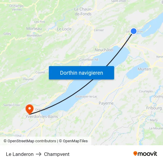 Le Landeron to Champvent map