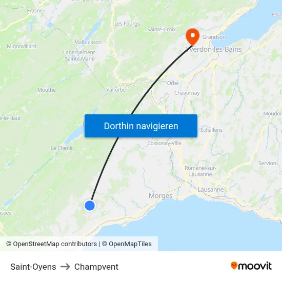 Saint-Oyens to Champvent map