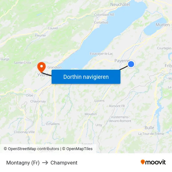 Montagny (Fr) to Champvent map