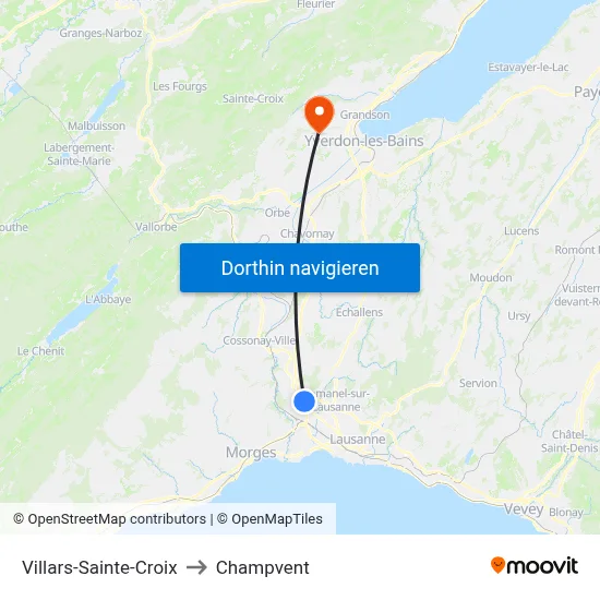 Villars-Sainte-Croix to Champvent map
