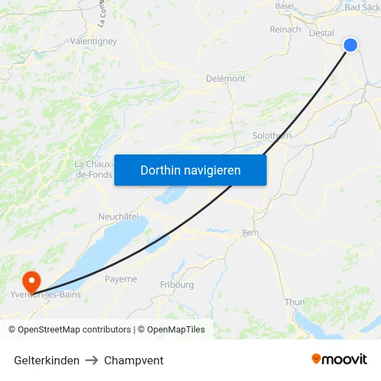 Gelterkinden to Champvent map