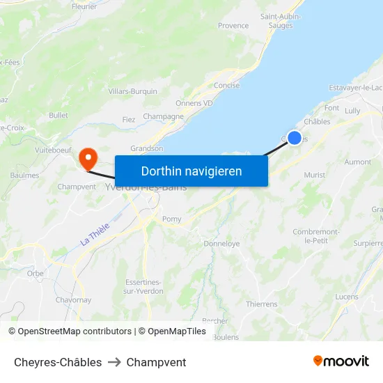 Cheyres-Châbles to Champvent map