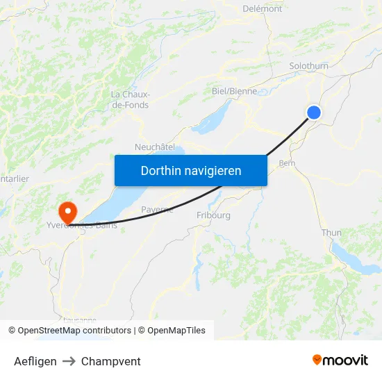 Aefligen to Champvent map
