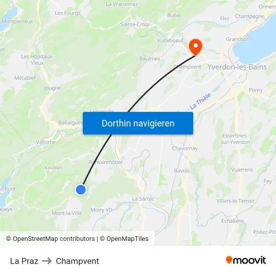 La Praz to Champvent map