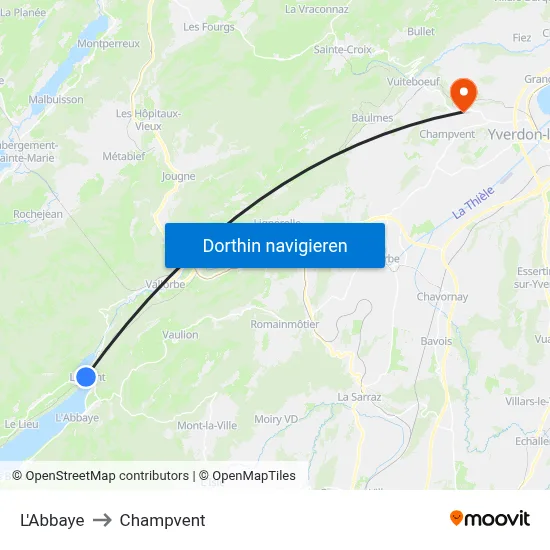 L'Abbaye to Champvent map