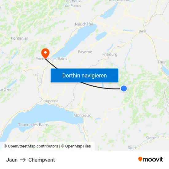 Jaun to Champvent map