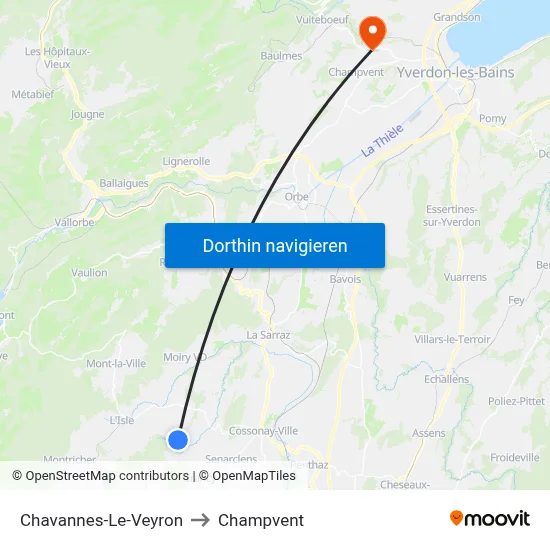 Chavannes-Le-Veyron to Champvent map