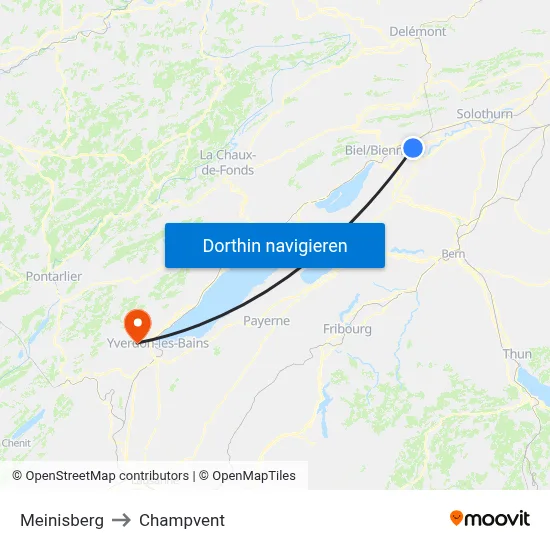 Meinisberg to Champvent map
