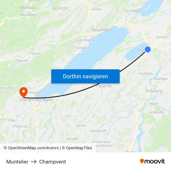 Muntelier to Champvent map