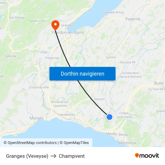 Granges (Veveyse) to Champvent map