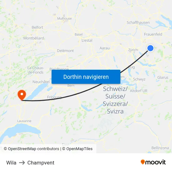 Wila to Champvent map