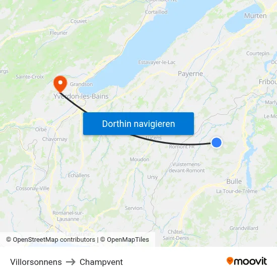 Villorsonnens to Champvent map