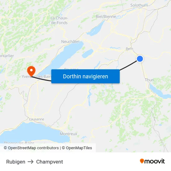 Rubigen to Champvent map