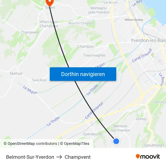 Belmont-Sur-Yverdon to Champvent map