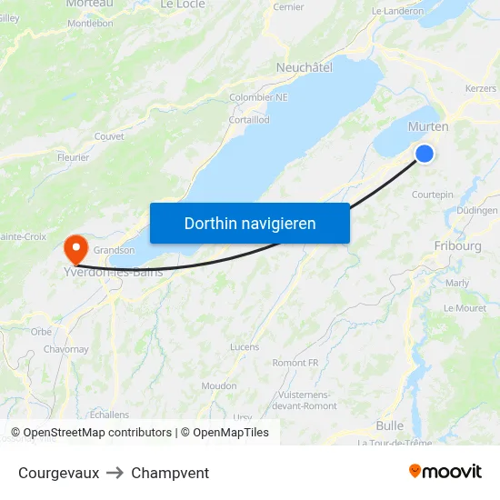 Courgevaux to Champvent map