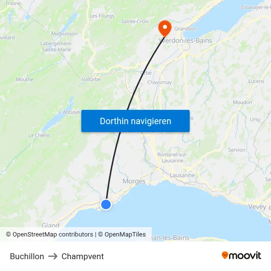 Buchillon to Champvent map