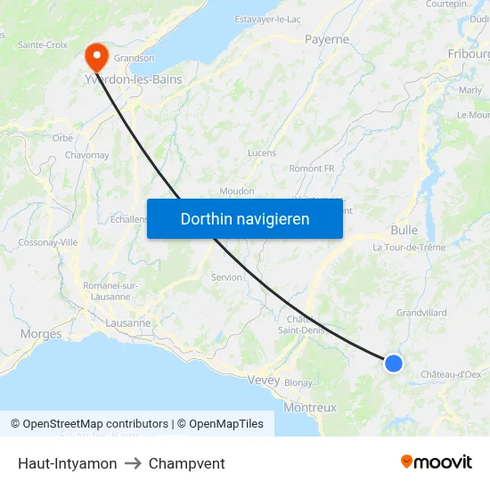 Haut-Intyamon to Champvent map