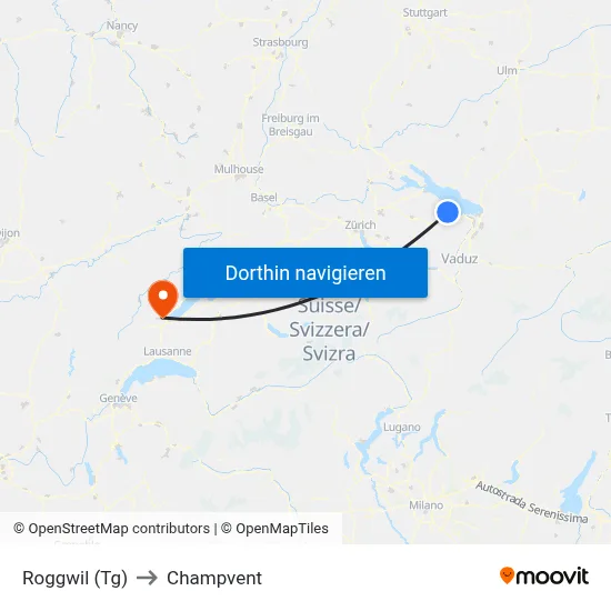 Roggwil (Tg) to Champvent map