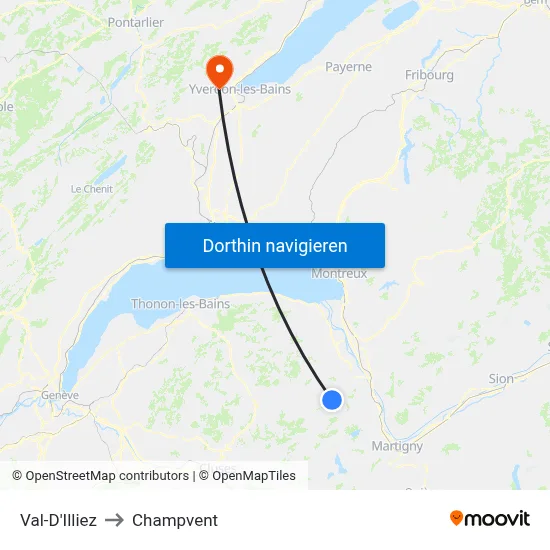 Val-D'Illiez to Champvent map
