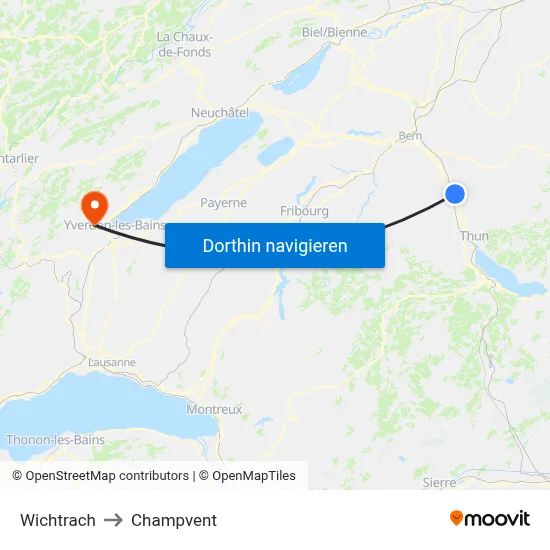Wichtrach to Champvent map