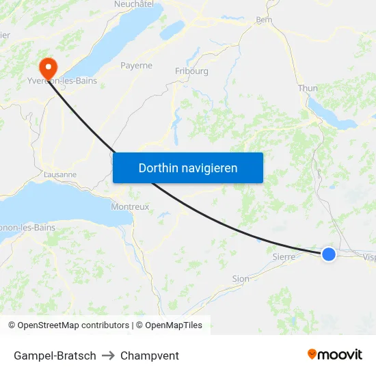 Gampel-Bratsch to Champvent map
