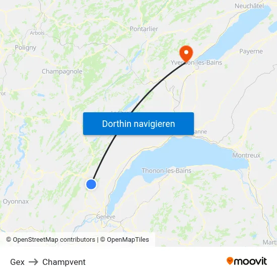 Gex to Champvent map