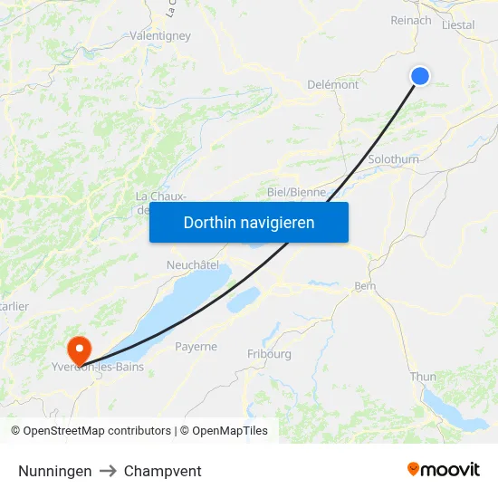 Nunningen to Champvent map