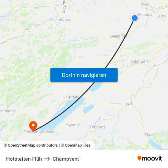 Hofstetten-Flüh to Champvent map