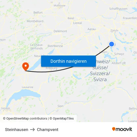 Steinhausen to Champvent map