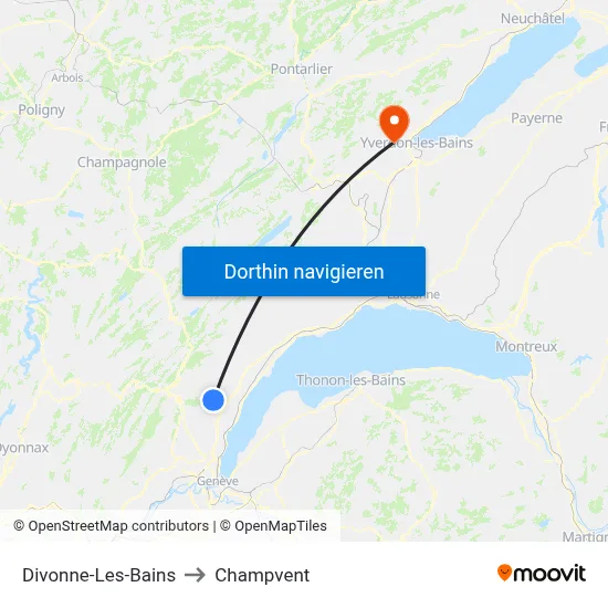 Divonne-Les-Bains to Champvent map