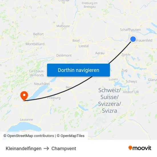 Kleinandelfingen to Champvent map