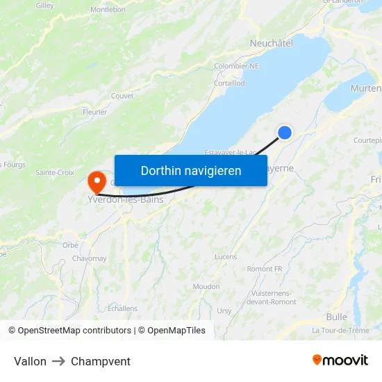 Vallon to Champvent map