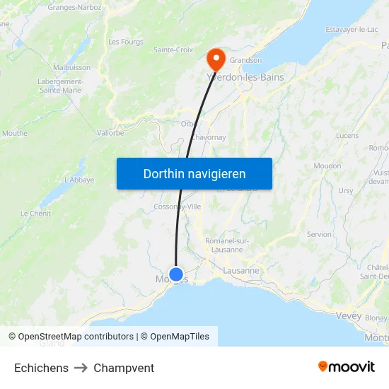 Echichens to Champvent map