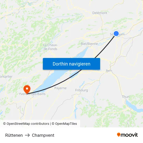 Rüttenen to Champvent map