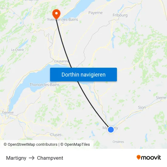 Martigny to Champvent map