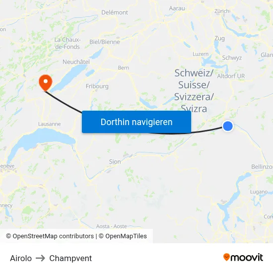 Airolo to Champvent map