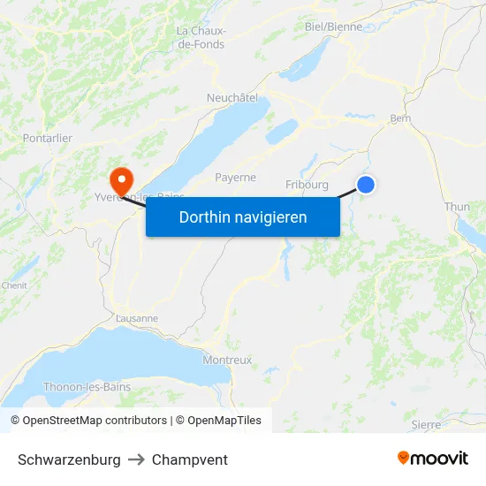 Schwarzenburg to Champvent map