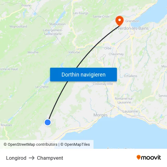 Longirod to Champvent map