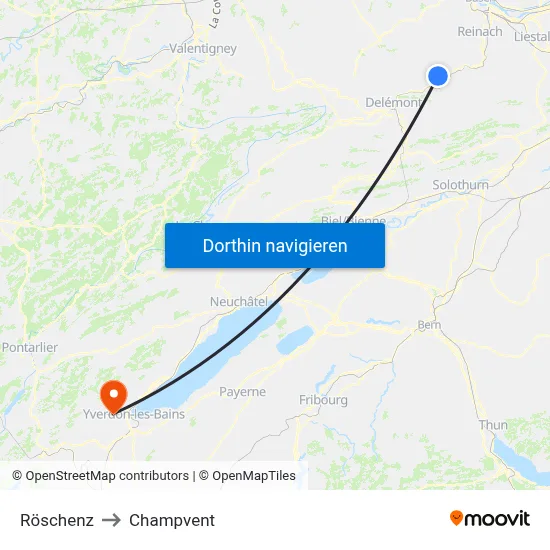 Röschenz to Champvent map