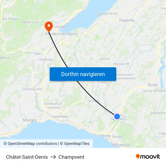 Châtel-Saint-Denis to Champvent map
