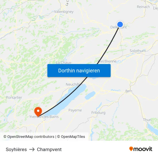 Soyhières to Champvent map