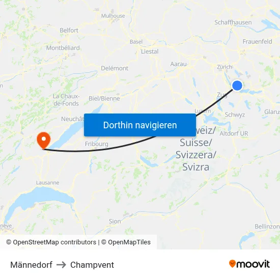 Männedorf to Champvent map