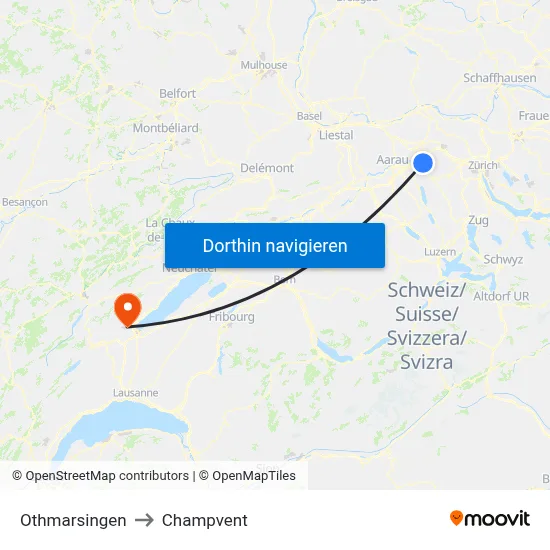 Othmarsingen to Champvent map