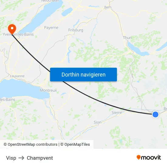 Visp to Champvent map