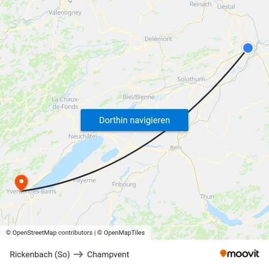 Rickenbach (So) to Champvent map