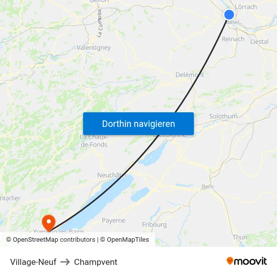 Village-Neuf to Champvent map