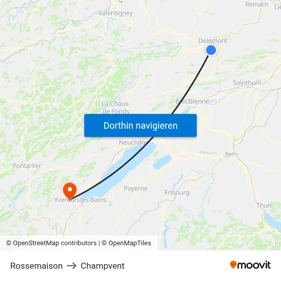 Rossemaison to Champvent map