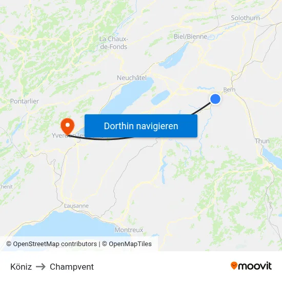 Köniz to Champvent map
