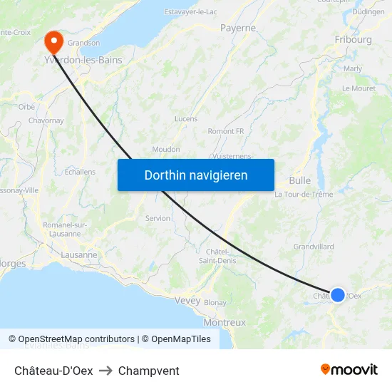 Château-D'Oex to Champvent map